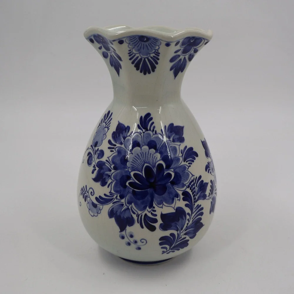 Royal Delft Floral Vase Unisex OS Blue White Hand Painted Holland 5532/23